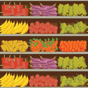 在超市,選擇大的有機產品的銷售在食品商店內部,商店矢量圖照片